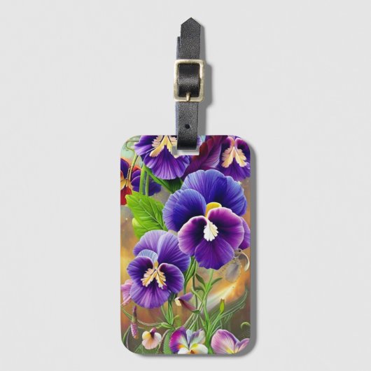 Lila Stiefmütterchen - KI ART Gepäckanhänger (Vorderseite Vertikal)