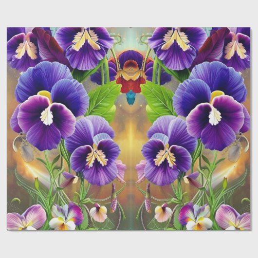 Lila Stiefmütterchen - KI ART Geschenkpapier (Flach)