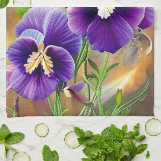 Lila Stiefmütterchen - KI ART Geschirrtuch (Gefaltet)