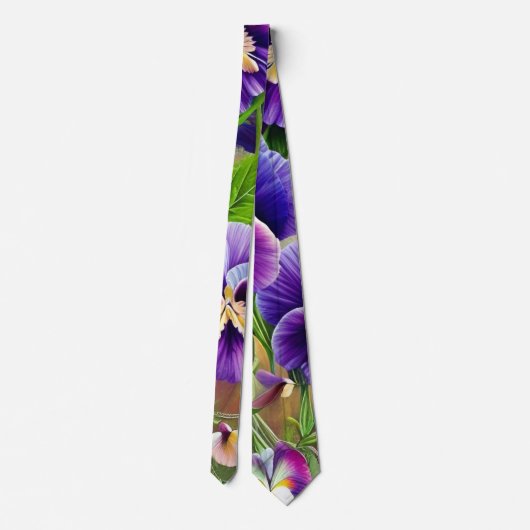 Lila Stiefmütterchen - KI ART Krawatte (Rückseite)