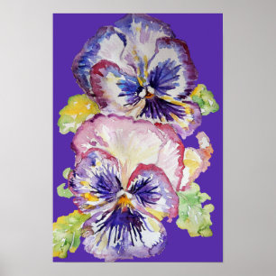 Lila Stiefmütterchen Kunst Blumen Aquarell Poster