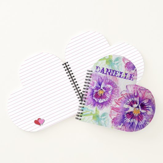 Lila Stiefmütterchen Liebe Sie Pansy Blumenname Notizblock (Innenseite)