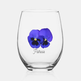 Lila Stiefmütterchen mit stilisierten Namen Floral Weinglas Ohne Stiel