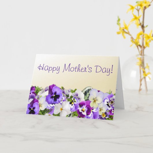 Lila Stiefmütterchen Muttertagskarte Karte (Gelbe Blume)