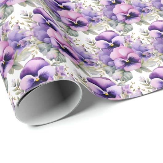Lila Stiefmütterchen Pansy Geschenkpapier (Rolleneckpunkt)