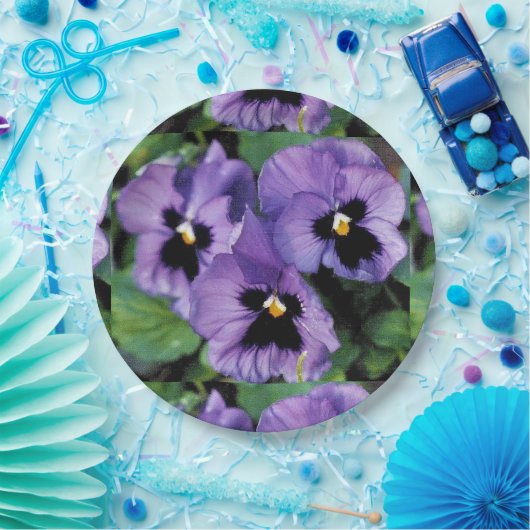 Lila Stiefmütterchen Pappteller (Party)