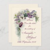 Lila Stiefmütterchen Save the Date Ankündigungspostkarte (Vorne/Hinten)