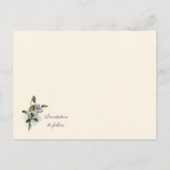 Lila Stiefmütterchen Save the Date Ankündigungspostkarte (Rückseite)