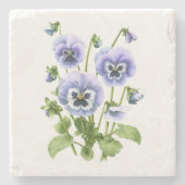 Lila Stiefmütterchen Steinuntersetzer (Vorderseite)