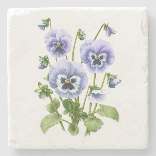 Lila Stiefmütterchen Steinuntersetzer (Vorderseite)