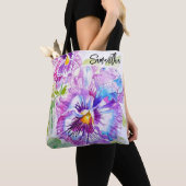 Lila Stiefmütterchen Stiefmütterchen Aquarell Kuns Tasche (Von Nahem)