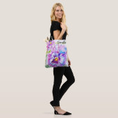 Lila Stiefmütterchen Stiefmütterchen Aquarell Kuns Tasche (Am Model)