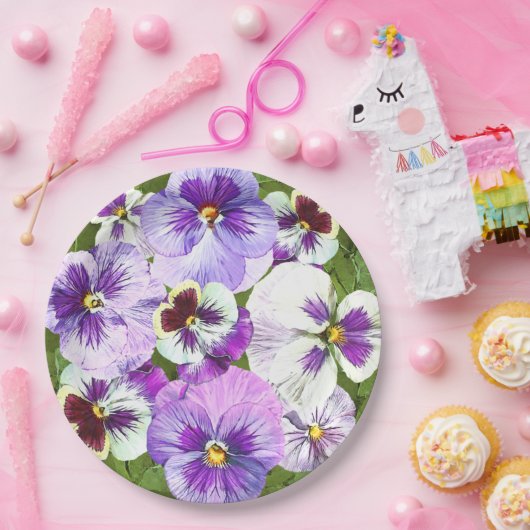 Lila Stiefmütterchen überall in botanischen Teller (Party)