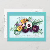 Lila Stiefmütterchen Viktorianisch Geburtstag Postkarte (Vorne/Hinten)