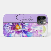 Lila Stiefmütterchen Wasserfarben Floral Blume Case-Mate iPhone Hülle (Rückseite (Horizontal))