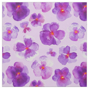 Lila Stiefmütterchen Watercolor-Blumen-Kunstgeweb Stoff