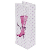 Lila Stiletto-Ferse Stiefel personalisiert Geschenktüte Für Weinflaschen (Rückseite Schrägansicht)
