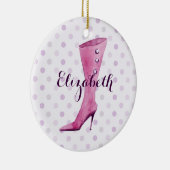 Lila Stiletto-Ferse Stiefel personalisiert Keramik Ornament (Rechts)
