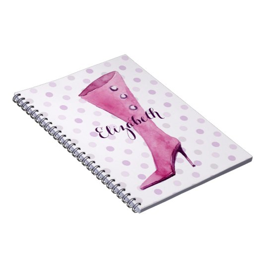 Lila Stiletto-Ferse Stiefel personalisiert Notizblock (Rechte Seite)