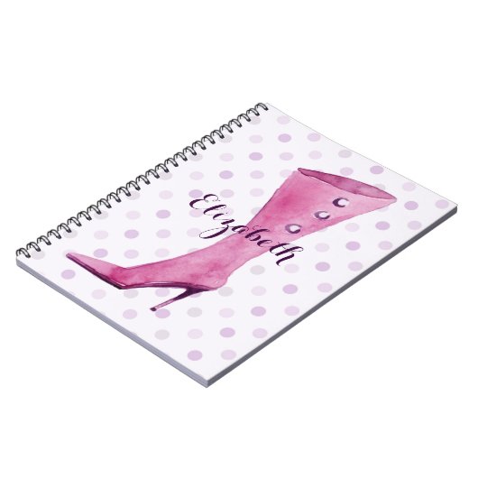 Lila Stiletto-Ferse Stiefel personalisiert Notizblock (Linke Seite)