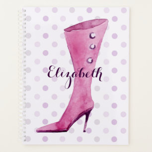 Lila Stiletto-Ferse Stiefel personalisiert Planer