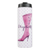 Lila Stiletto-Ferse Stiefel personalisiert Thermosbecher (Vorderseite)