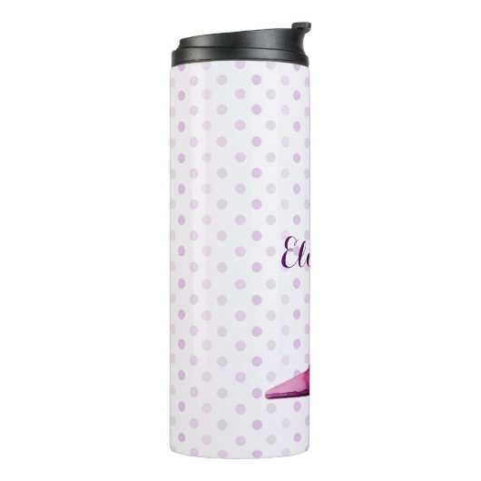 Lila Stiletto-Ferse Stiefel personalisiert Thermosbecher (Nach links gedreht)