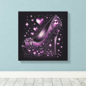 Lila Stiletto High Heels mit Herz Leinwanddruck (Insitu (Holzboden))