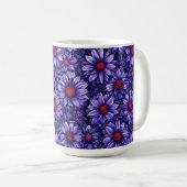 Lila stilisierte Blume Kaffeetasse (VorderseiteRechts)