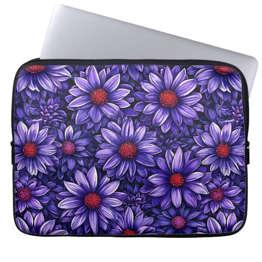 Lila stilisierte Blume Laptopschutzhülle (Vorderseite)