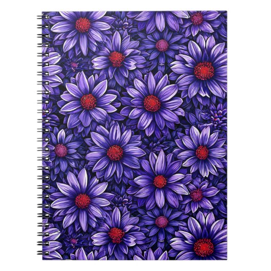 Lila stilisierte Blume Notizblock (Vorderseite)