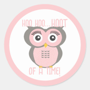 Lila stilisiertes geometrisches Owl Runder Aufkleber