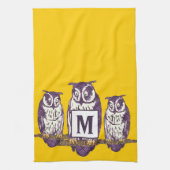 Lila Stilistische Eule-Familie in beliebiger Farbe Küchentuch (Vertikal)