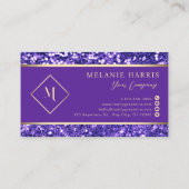 Lila, stilvolle Gold Frame Moderne Visitenkarte (Rückseite)