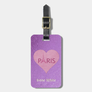 Lila stilvolles Herz Eiffel-Turm- Paris für sie Gepäckanhänger