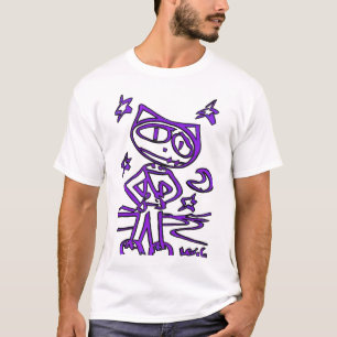 Lila Stitchlip auf Landstraße (Katzen-Superheld) T-Shirt