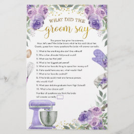 Lila Stock die Küche, was Groom sagt