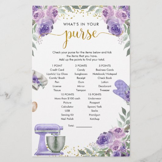 Lila Stock die Küche, was in deinem Handspiel (Vorderseite)