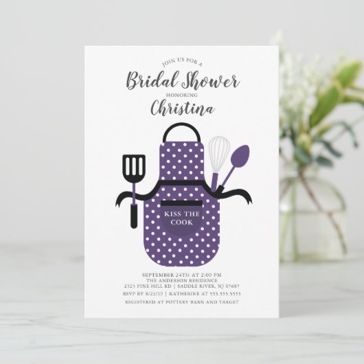 Lila Stock die Küchendusche Einladung (Stehend Vorderseite)