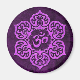 Lila Stone Floral Om Magnet