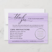 Lila Store Small Business Instructions Care Dankeskarte (Vorderseite)