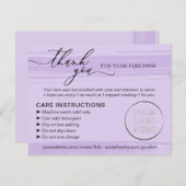 Lila Store Small Business Instructions Care Dankeskarte (Vorne/Hinten)