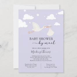 Lila Stork Baby-Dusche per Mail Einladung