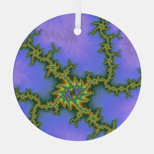 Lila Storm Fraktal Abstrakt Suncatcher Ornament Aus Glas (Rückseite)