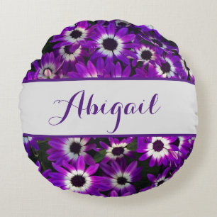 Lila strahlende Blume Foto Schöner Garten Floral Rundes Kissen