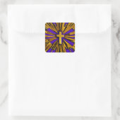Lila Strahlenkreuz Quadratischer Aufkleber (Tasche)