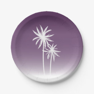 Lila Strand Ombré Palm Trees Pappteller