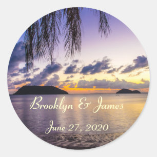 Lila Strandaufkleber Runder Aufkleber