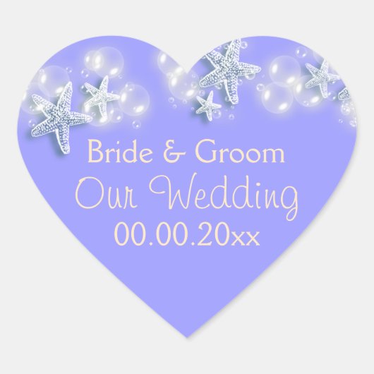 Lila Strandjubiläum Herz-Aufkleber (Vorderseite)