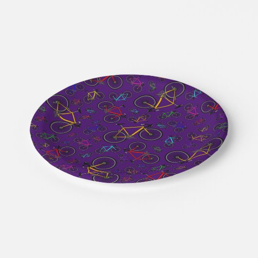 Lila Straßenräder Pappteller (Schrägansicht)